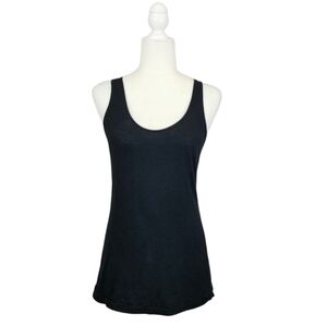 Elizabeth and James black pleated back tank top 100% cotton women's size S